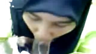 Hijabi sucking and drinking cum