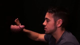 Horny teen sucks stepdads big cock through a glory hole