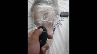 Real Bdsm - Mummified being tortured by electric shocks - Electro Torture