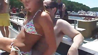 Dancing bikini sluts are hot on the party boats