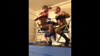 No moving away, knee to knee seated give and take punches Pt 1