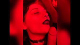 short sneak peak of brand new amateur Daria Doom! goth slut with wrists cuffed sucks cock