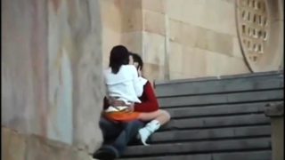 Lustful amateur lovers indulge in hot sex action in public