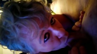 Blonde granny sucks cock in pov porn