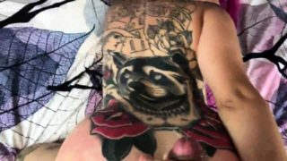 Tattooed milf with a marvelous ass gets drilled doggystyle