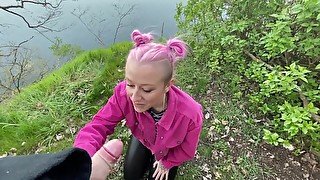 Pink Haired Slut Nika-Venus gets fucked next to a Cliff!