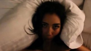 Dazzling young brunette with a perfect ass blows a POV cock