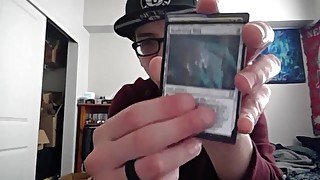 Cute Nerd Opens a Pack of Magic the Gathering Cards