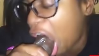 Black Milf Deepthroats To Cumshot To Keep Her Husband Home