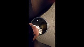 Crossdresser Pees into a Cup and Drinks it