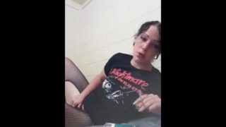 Horror whore smoking and fucking herself