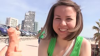 He meets a petite teen at the beach and fucks her hard