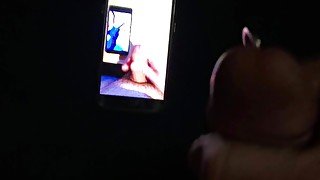 Stroking my hard cock watching a delicious cum tribute video to my hot wife! So much cum!