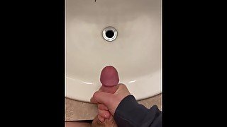 average or small? Cumshot in the bathroom