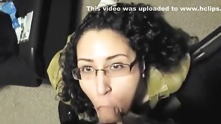 Hot nerdy girl sucks cock and wants cum on her tits