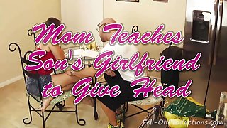 MILF Mom Madisin Lee teaches Son's Girlfriend to give Blowjob