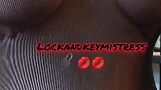 Ballbusting, spanking and a little teasing for chastity slave (short)