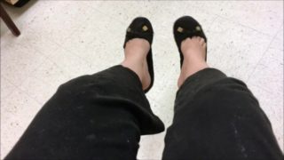 Sexy Shoeplay and Dangling Black Flats in Public Waiting Room - Shoe Fetish