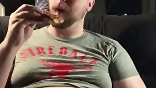 Fatboy eats a pizza