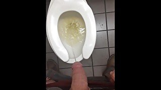 Pissing in public truck stop bathroom