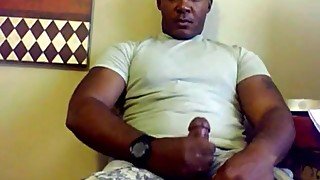 Beefy Black Soldier gay soldier Jerks Off & Cums