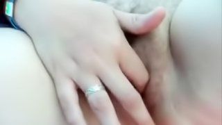 Chubby girlfriend rubs her pussy till reach the orgasm.