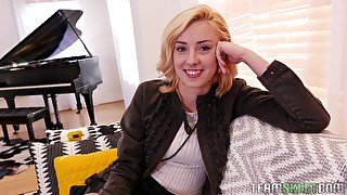 POV video of handsome blonde Haley Reed having passionate sex