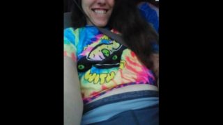 Public Masturbation Car Play! Hairy Hippie Slut Gym Pants Tie Dye Flashes PinkMoonLust on ONLYFANS! 