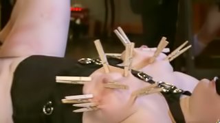Extreme BDSM party with boobs torturing and ass spanking