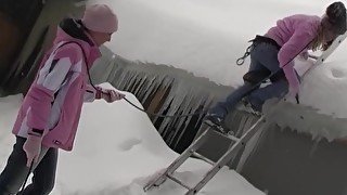 Lesbian fun in the snow