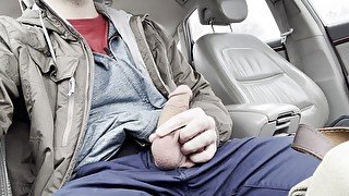 risky public car jerk and a cumshot up close shopping