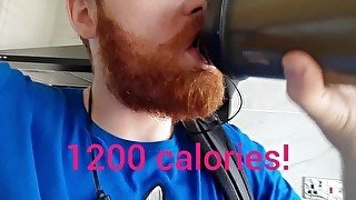 Ginger Beard Hunk Gainer Drinks 1200 calories / verbal masturbation with hot orgasm!