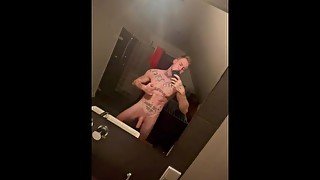 Morning Wood jerking off big cock and flexing muscle body!