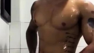 black guy shower with his giant cock