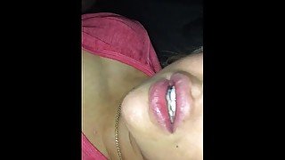 Stepsister talking dirty as I cum on her pretty face