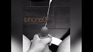 Hot cumshot in slow motion and black and white