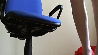 Masturbates in the office with a vibrator