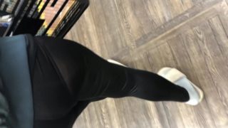 Wife shopping in see through leggings visible panties