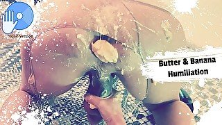 Pushing bananas in his ass gave me a huge cumshot - Ass Food Experiments