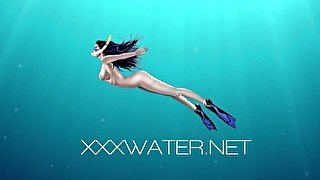 Croatian chick Kasandra strips and masturbates in water