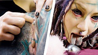 PET PLAY dominatrix controls TATTOO cat-girl - ANAL, lesbian, butt plug