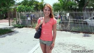 Petite Red-Head Fucked Hardcore Style On The BangBus