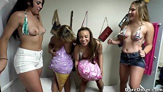 Wild student dare dorm party with real amateur chicks