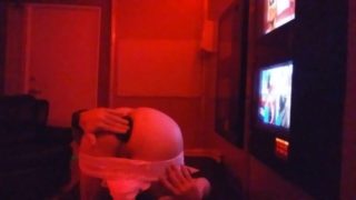 Butt plugged and diapered in the VIP room