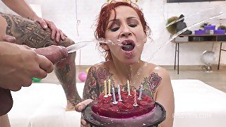 Birthday party Natasha DAP 0% twat rough gangbang