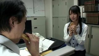 Classy flat chested asian teenage slut Tsubomi gives a classy blowjob at workplace