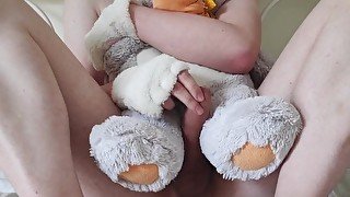 Masturbating While Cuddling My Bunny (With Super Slowmo Cumshot)