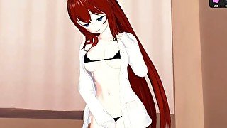 Kurisu Makise fingers her pussy until orgasm.