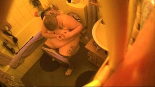 Chubby wife with big hooters caught peeing on hidden cam