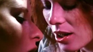 Thirsty ladies Annette Haven and Constance Money sucking juicy cock in retro sex video